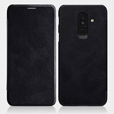 Funda de Cuero Cartera con Soporte L01 para Samsung Galaxy A6 Plus Negro