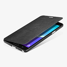 Funda de Cuero Cartera con Soporte L01 para Samsung Galaxy Note 4 SM-N910F Negro