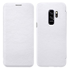 Funda de Cuero Cartera con Soporte L01 para Samsung Galaxy S9 Plus Blanco