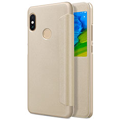 Funda de Cuero Cartera con Soporte L01 para Xiaomi Redmi Note 5 Pro Oro