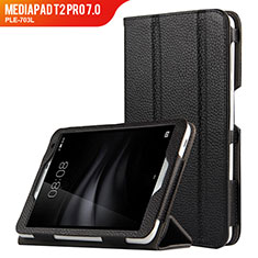 Funda de Cuero Cartera con Soporte L02 para Huawei MediaPad T2 Pro 7.0 PLE-703L Negro