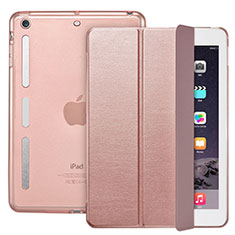 Funda de Cuero Cartera con Soporte L05 para Apple iPad Mini 3 Oro Rosa