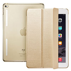 Funda de Cuero Cartera con Soporte L06 para Apple iPad Mini 4 Oro