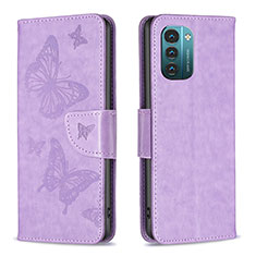 Funda de Cuero Cartera con Soporte Mariposa Carcasa B01F para Nokia G11 Purpura Claro