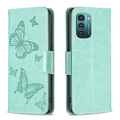 Funda de Cuero Cartera con Soporte Mariposa Carcasa B01F para Nokia G11 Verde