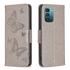 Funda de Cuero Cartera con Soporte Mariposa Carcasa B01F para Nokia G21 Gris