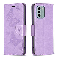 Funda de Cuero Cartera con Soporte Mariposa Carcasa B01F para Nokia G22 Purpura Claro