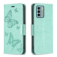 Funda de Cuero Cartera con Soporte Mariposa Carcasa B01F para Nokia G22 Verde