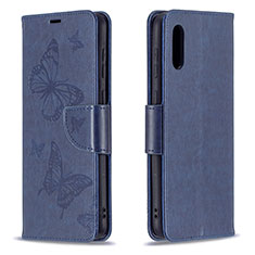 Funda de Cuero Cartera con Soporte Mariposa Carcasa B01F para Samsung Galaxy A02 Azul