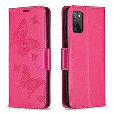 Funda de Cuero Cartera con Soporte Mariposa Carcasa B01F para Samsung Galaxy A02s Rosa Roja