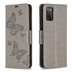 Funda de Cuero Cartera con Soporte Mariposa Carcasa B01F para Samsung Galaxy A03s Gris