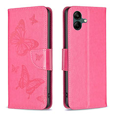 Funda de Cuero Cartera con Soporte Mariposa Carcasa B01F para Samsung Galaxy A05 Rosa Roja