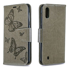 Funda de Cuero Cartera con Soporte Mariposa Carcasa B01F para Samsung Galaxy A10 Gris