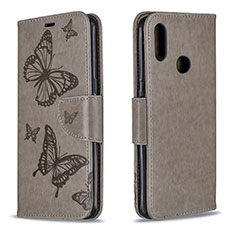 Funda de Cuero Cartera con Soporte Mariposa Carcasa B01F para Samsung Galaxy A10s Gris