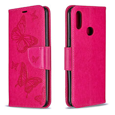 Funda de Cuero Cartera con Soporte Mariposa Carcasa B01F para Samsung Galaxy A10s Rosa Roja