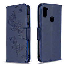 Funda de Cuero Cartera con Soporte Mariposa Carcasa B01F para Samsung Galaxy A11 Azul