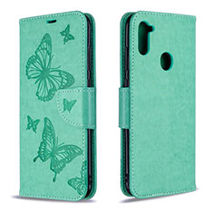 Funda de Cuero Cartera con Soporte Mariposa Carcasa B01F para Samsung Galaxy A11 Verde