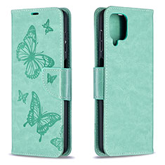 Funda de Cuero Cartera con Soporte Mariposa Carcasa B01F para Samsung Galaxy A12 Nacho Verde