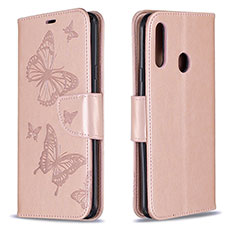 Funda de Cuero Cartera con Soporte Mariposa Carcasa B01F para Samsung Galaxy A20s Oro Rosa