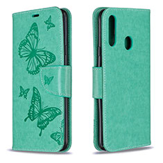 Funda de Cuero Cartera con Soporte Mariposa Carcasa B01F para Samsung Galaxy A20s Verde