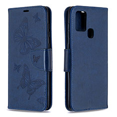 Funda de Cuero Cartera con Soporte Mariposa Carcasa B01F para Samsung Galaxy A21s Azul