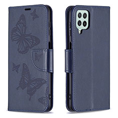 Funda de Cuero Cartera con Soporte Mariposa Carcasa B01F para Samsung Galaxy A22 4G Azul