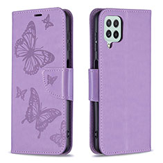 Funda de Cuero Cartera con Soporte Mariposa Carcasa B01F para Samsung Galaxy A22 4G Purpura Claro