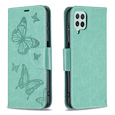 Funda de Cuero Cartera con Soporte Mariposa Carcasa B01F para Samsung Galaxy A22 4G Verde