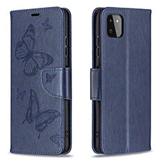 Funda de Cuero Cartera con Soporte Mariposa Carcasa B01F para Samsung Galaxy A22 5G Azul