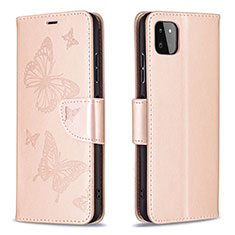 Funda de Cuero Cartera con Soporte Mariposa Carcasa B01F para Samsung Galaxy A22 5G Oro Rosa