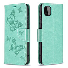 Funda de Cuero Cartera con Soporte Mariposa Carcasa B01F para Samsung Galaxy A22 5G Verde