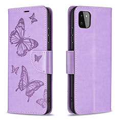 Funda de Cuero Cartera con Soporte Mariposa Carcasa B01F para Samsung Galaxy A22s 5G Purpura Claro