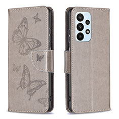 Funda de Cuero Cartera con Soporte Mariposa Carcasa B01F para Samsung Galaxy A23 4G Gris