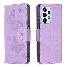 Funda de Cuero Cartera con Soporte Mariposa Carcasa B01F para Samsung Galaxy A23 4G Purpura Claro