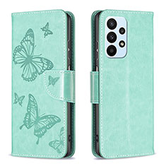 Funda de Cuero Cartera con Soporte Mariposa Carcasa B01F para Samsung Galaxy A23 4G Verde