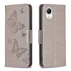 Funda de Cuero Cartera con Soporte Mariposa Carcasa B01F para Samsung Galaxy A23 5G SC-56C Gris