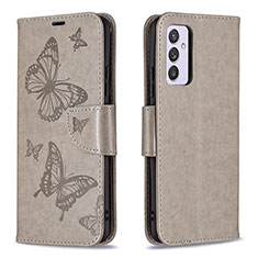 Funda de Cuero Cartera con Soporte Mariposa Carcasa B01F para Samsung Galaxy A24 4G Gris