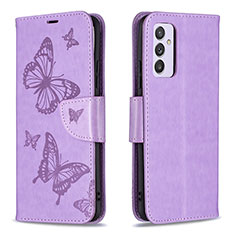 Funda de Cuero Cartera con Soporte Mariposa Carcasa B01F para Samsung Galaxy A24 4G Purpura Claro