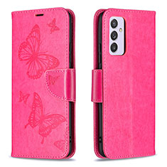 Funda de Cuero Cartera con Soporte Mariposa Carcasa B01F para Samsung Galaxy A24 4G Rosa Roja