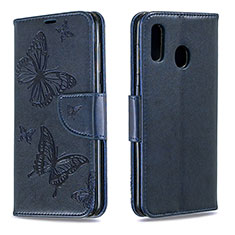 Funda de Cuero Cartera con Soporte Mariposa Carcasa B01F para Samsung Galaxy A30 Azul