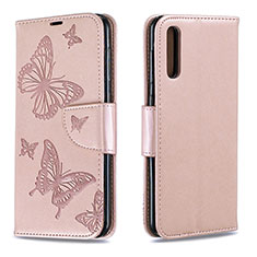 Funda de Cuero Cartera con Soporte Mariposa Carcasa B01F para Samsung Galaxy A30S Oro Rosa