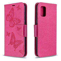 Funda de Cuero Cartera con Soporte Mariposa Carcasa B01F para Samsung Galaxy A31 Rosa Roja