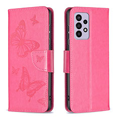 Funda de Cuero Cartera con Soporte Mariposa Carcasa B01F para Samsung Galaxy A33 5G Rosa Roja