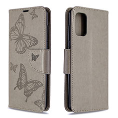 Funda de Cuero Cartera con Soporte Mariposa Carcasa B01F para Samsung Galaxy A41 Gris