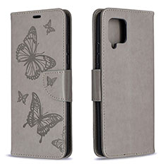 Funda de Cuero Cartera con Soporte Mariposa Carcasa B01F para Samsung Galaxy A42 5G Gris