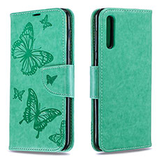 Funda de Cuero Cartera con Soporte Mariposa Carcasa B01F para Samsung Galaxy A50 Verde