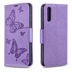 Funda de Cuero Cartera con Soporte Mariposa Carcasa B01F para Samsung Galaxy A50S Purpura Claro