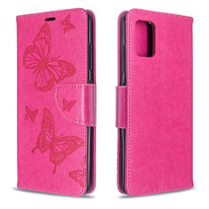 Funda de Cuero Cartera con Soporte Mariposa Carcasa B01F para Samsung Galaxy A51 5G Rosa Roja