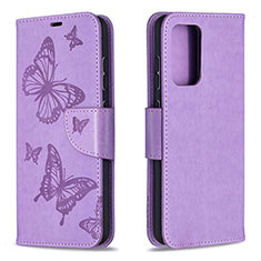 Funda de Cuero Cartera con Soporte Mariposa Carcasa B01F para Samsung Galaxy A52 4G Purpura Claro