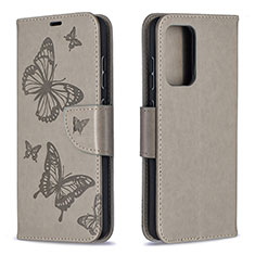 Funda de Cuero Cartera con Soporte Mariposa Carcasa B01F para Samsung Galaxy A52 5G Gris